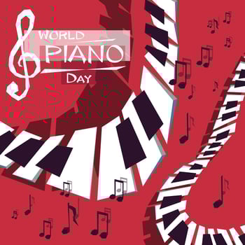 World Piano Day concept design , March 29th. Poster, card, inventation for a holiday of music, musical festival, music day, classical music or jazz festival vector