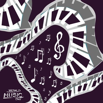 World Music Day concept design, June 21st. Poster,card, inventation for a holiday of music, musical festival, piano day, classical music or jazz festival vector