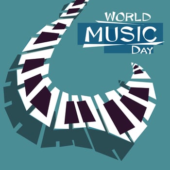 World Music Day concept design, June 21st. Poster, inventation, card for a holiday of music, musical festival, piano day, classical music or jazz festival vector