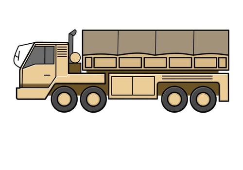 Army Cargo Truck Ready for Deployment with Covered Load vector