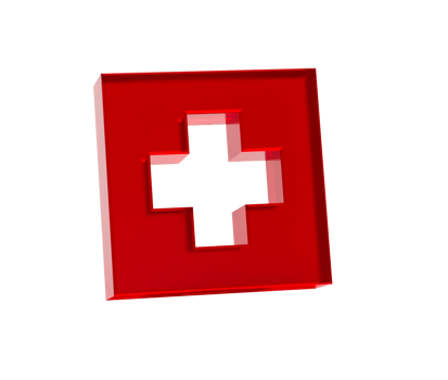 Red first aid icon a white cross, symbolizing medical help and healthcare. 3d illustration png