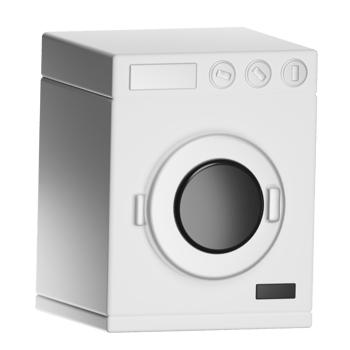 White washing machine appliance cleaning clothes on transparent background png