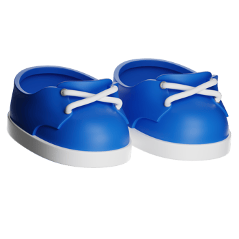 Pair of cute blue baby shoes with white laces on transparent background png