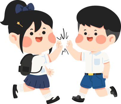 Two school kids giving high five png