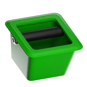 Green plastic embedded container with black handle on transparent background png