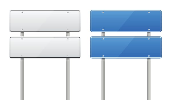 Blank and blue direction road signs vector
