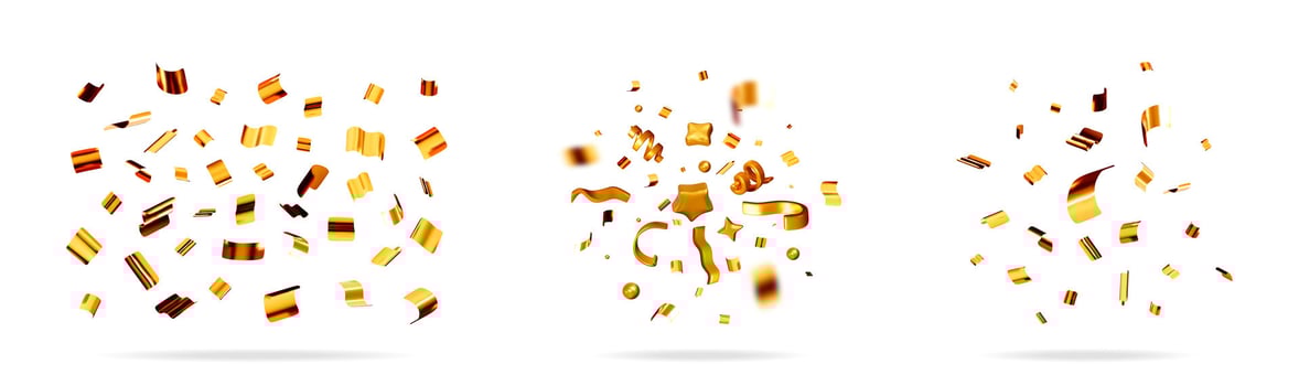 Golden confetti elements in a vibrant display vector