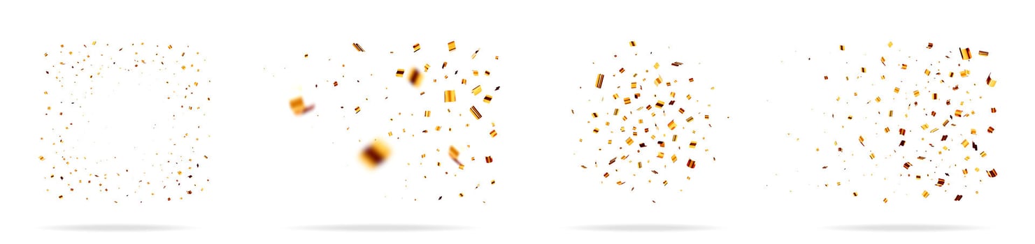 Golden particles on white background vector