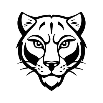 A roaring glyph icon of tiger head mascot vector