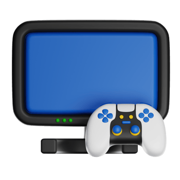 Gamepad leaning on a monitor with transparent background, playing videogames on a pc gaming setup png