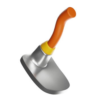 3d rendering of gardening hoe isolated on transparent background png