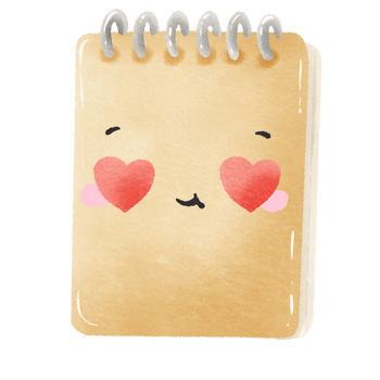 Cute Kawaii a note pad with heart eyes Watercolor back to School Art Supplies Illustration for Kids and Crafts png