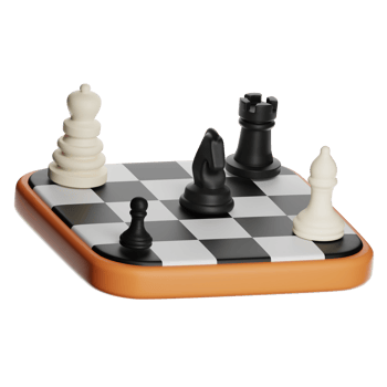 3d chess pieces standing on a chessboard with transparent background png