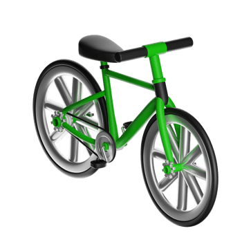 Green bicycle isolated on transparent background, 3d rendering png