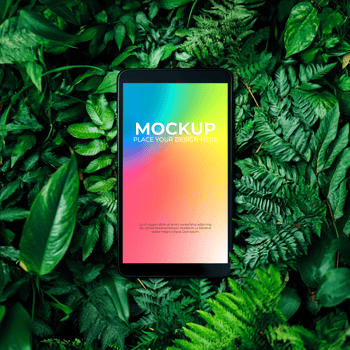 Vibrant Smartphone Mockup Tropical Leaves Colorful Screen Display psd