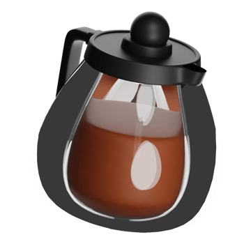 Glass coffee pot filled with coffee on transparent background png