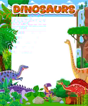Colorful cartoon dinosaurs in a jungle vector