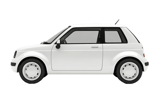 White compact car isolated on transparent background. png
