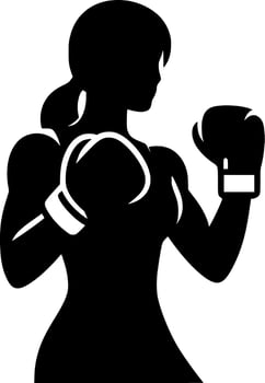A silhouette of a woman in boxing gloves vector