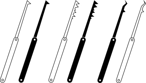 outline silhouette lock picks icon set vector