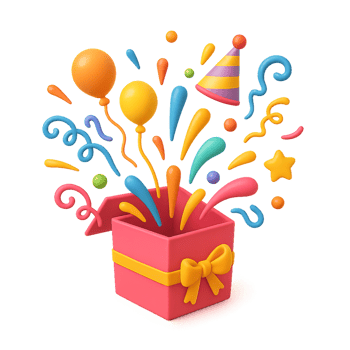 Colorful Birthday Explosion with Balloons, Confetti, and Stars png