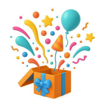 Colorful Birthday Explosion with Party Elements and Fun Details png