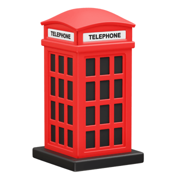 Red British Telephone Box icon 3d rendering illustration png