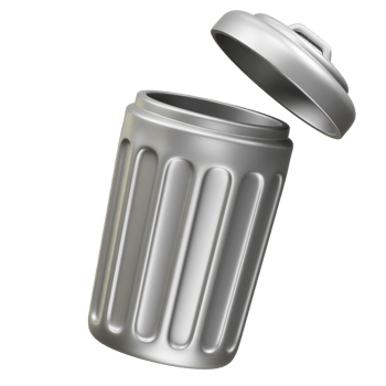trash can with an open lid icon 3d render illustration png