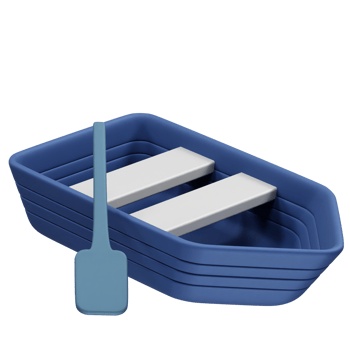 Boat with Paddle icon 3d render. Water boat icon 3d render illustration png