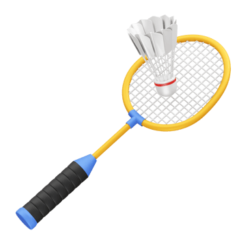 Badminton Racket and Shuttlecock icon 3d rendering illustration png