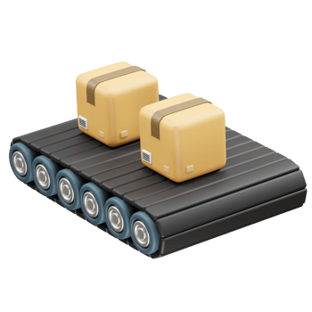 Conveyor Belt with Boxes Shipping and Logistics Concept icon 3d illustration png