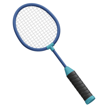 badminton racket with a black handle icon 3d rendering illustration png