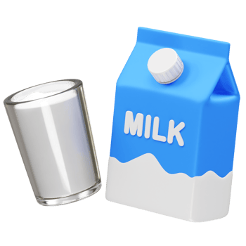 Milk package box with a glass of milk icon 3d illustration render png