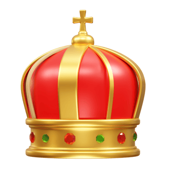 Golden and Red Royal Crown with Jewels icon 3d rendering illustration png
