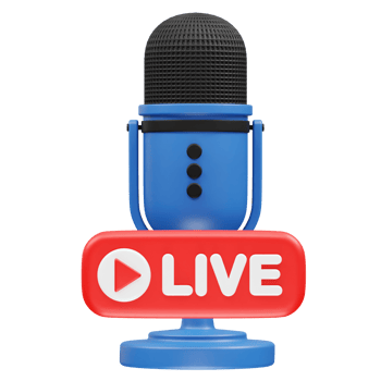 microphone with a red live badge icon 3d render illustration png
