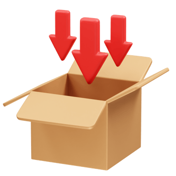 Package Delivery with Red Arrows and Open Box icon 3d rendering illustration png