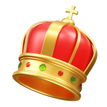 Golden Crown with Gemstones icon 3d render. Crown icon 3d render illustration png