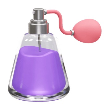 Elegant Perfume Bottle with Pink Bulb and Purple Liquid icon 3d rendering illustration png