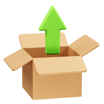 Carton Upload Box with Green Arrow icon 3d render illustration png