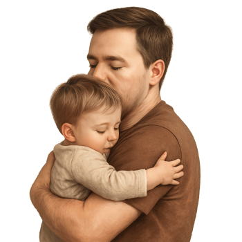 Warm Father's Embrace with Child in Gentle, Loving Moment png