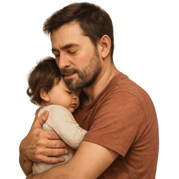 Tender Father's Embrace with Child Offering Warm Connection png