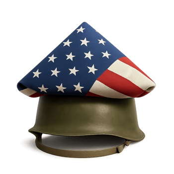 Memorial Day Tribute with Army Helmet and American Flag Design png