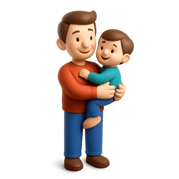 Heartwarming Father's Embrace with Loving Child in Playful Scene png