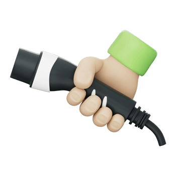Electric car charging with type 2 plug and green energy connector held by hand clean power battery vehicle station zero emission eco tech modern mobility fast network safe travel route city charger png