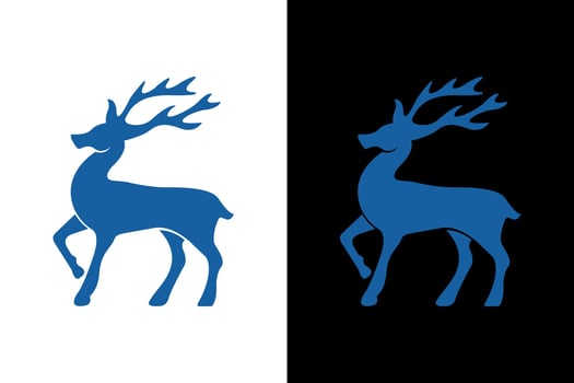 Stylish Blue Deer Silhouette Illustration Design vector