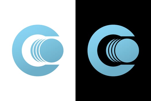 Minimalist Blue Circle Overlap Logo Design vector