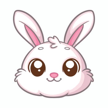 Cute cartoon bunny face isolated on white background. illustration. vector
