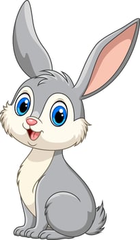 Illustration of cartoon cute rabbit on white background vector