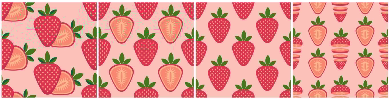 colorful strawberry patterns design vector
