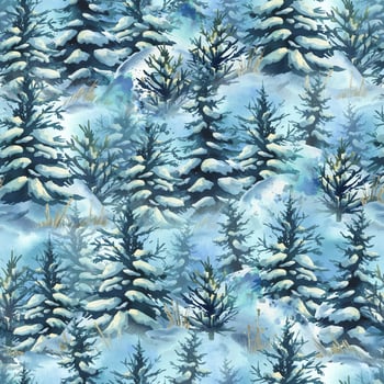 Snowy forest landscape with pine trees vector